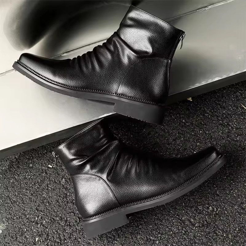 Japanese Brand Black Split Leather Square Toe Side-Zip Boots Size US 11 / EU 44 - 8 Thumbnail