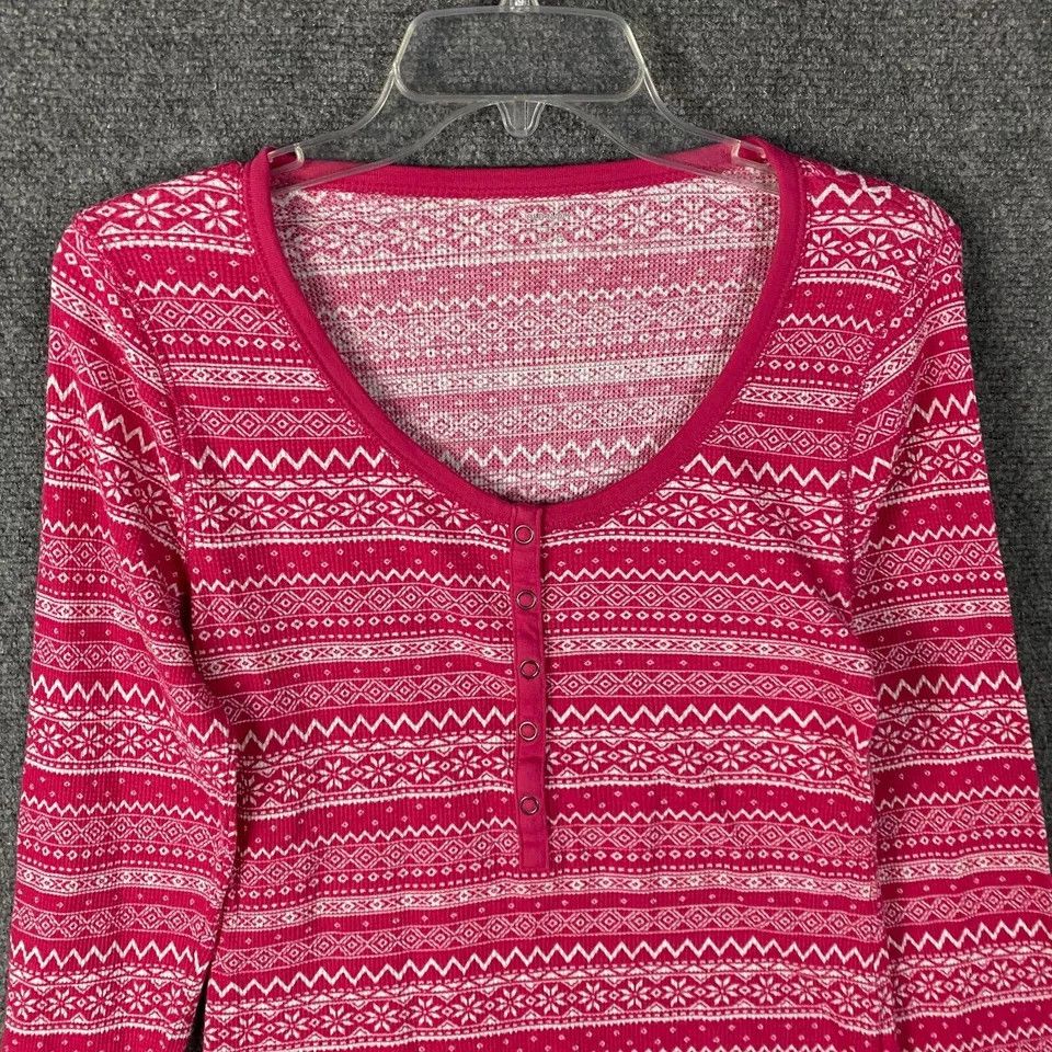 Old Navy Old Navy Pajama Top Women's Large Henley Snap Long Sleeve L Size L / US 10 / IT 46 - 2 Thumbnail