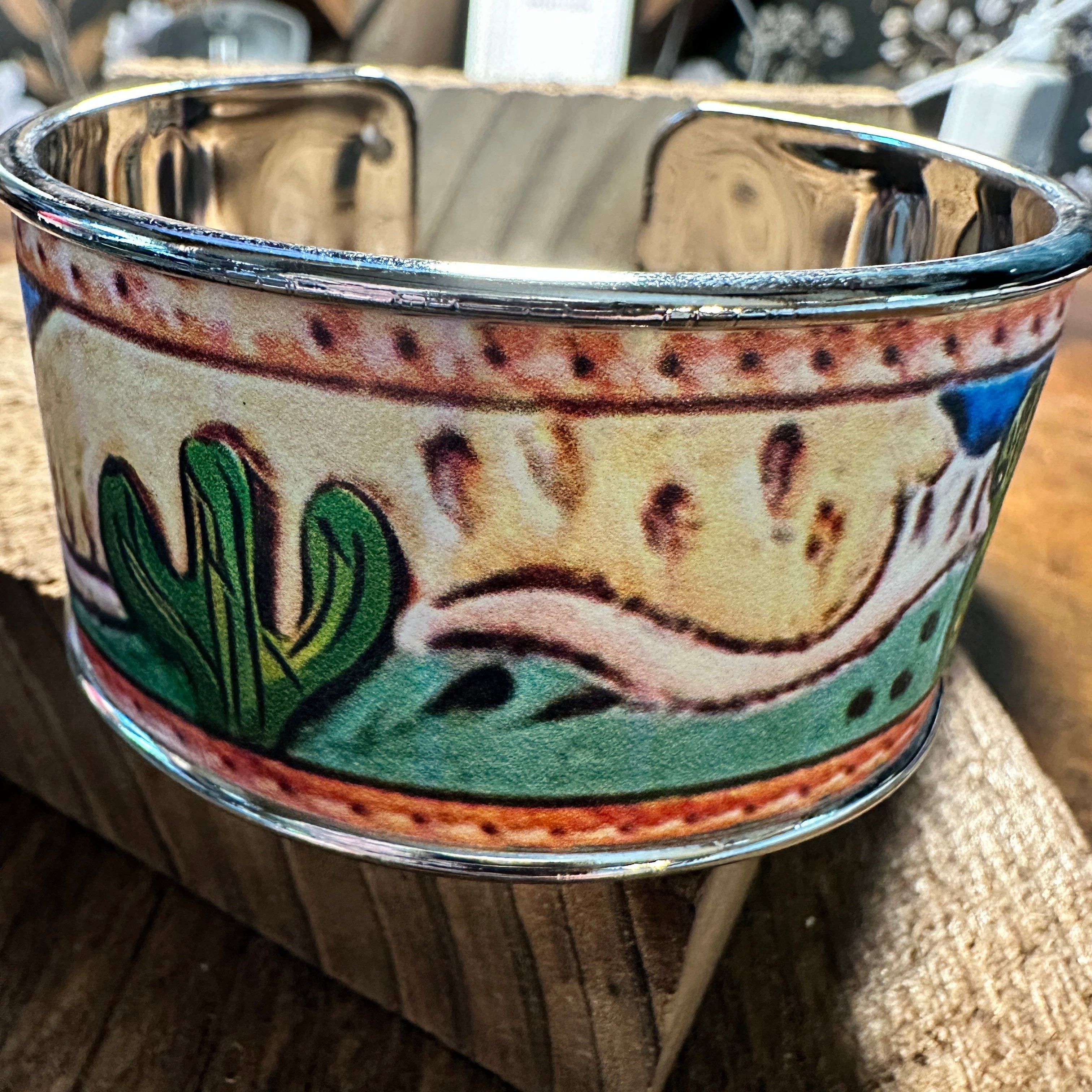 Other Boho SouthWestern Chic Cactus Scene Wide Cuff Bangle Bracele Size ONE SIZE - 1 Thumbnail