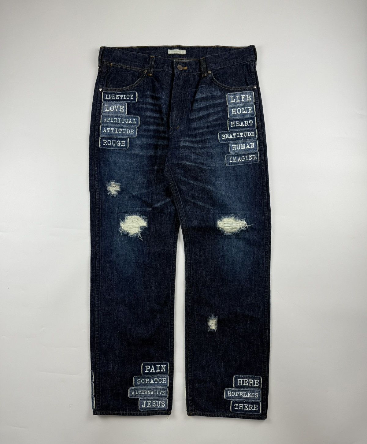 Number (N)ine Number (N)ine S/S’02 The Modern Age Patch Denim Jeans Size US 36 / EU 52 - 2 Thumbnail