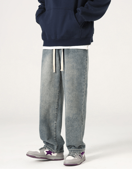 Japanese Brand × Jean Japanese retro washed distressed wide-leg jeans for men Size US 32 / EU 48 - 2 Thumbnail