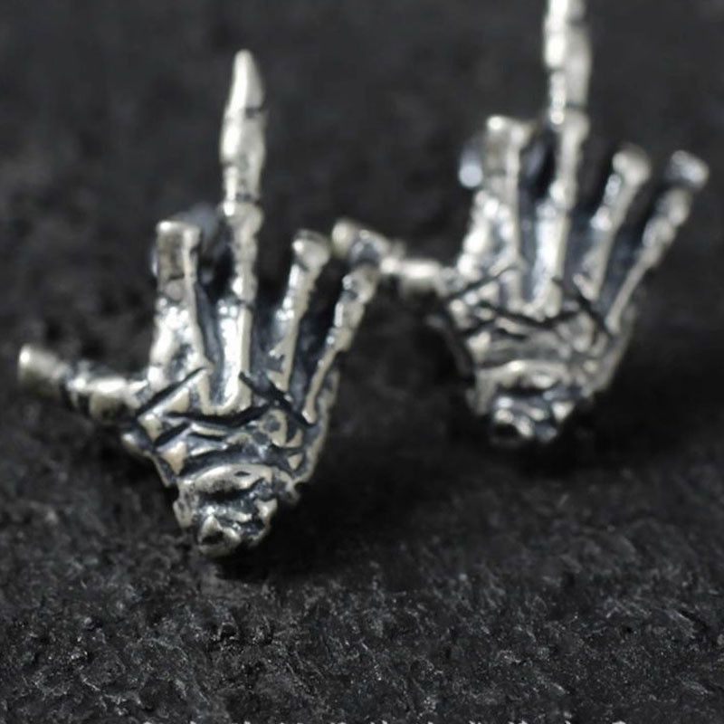 Jewelry Demon Skull Matchless Earrings One Pairs Chrome Jewelry Size ONE SIZE - 1 Thumbnail