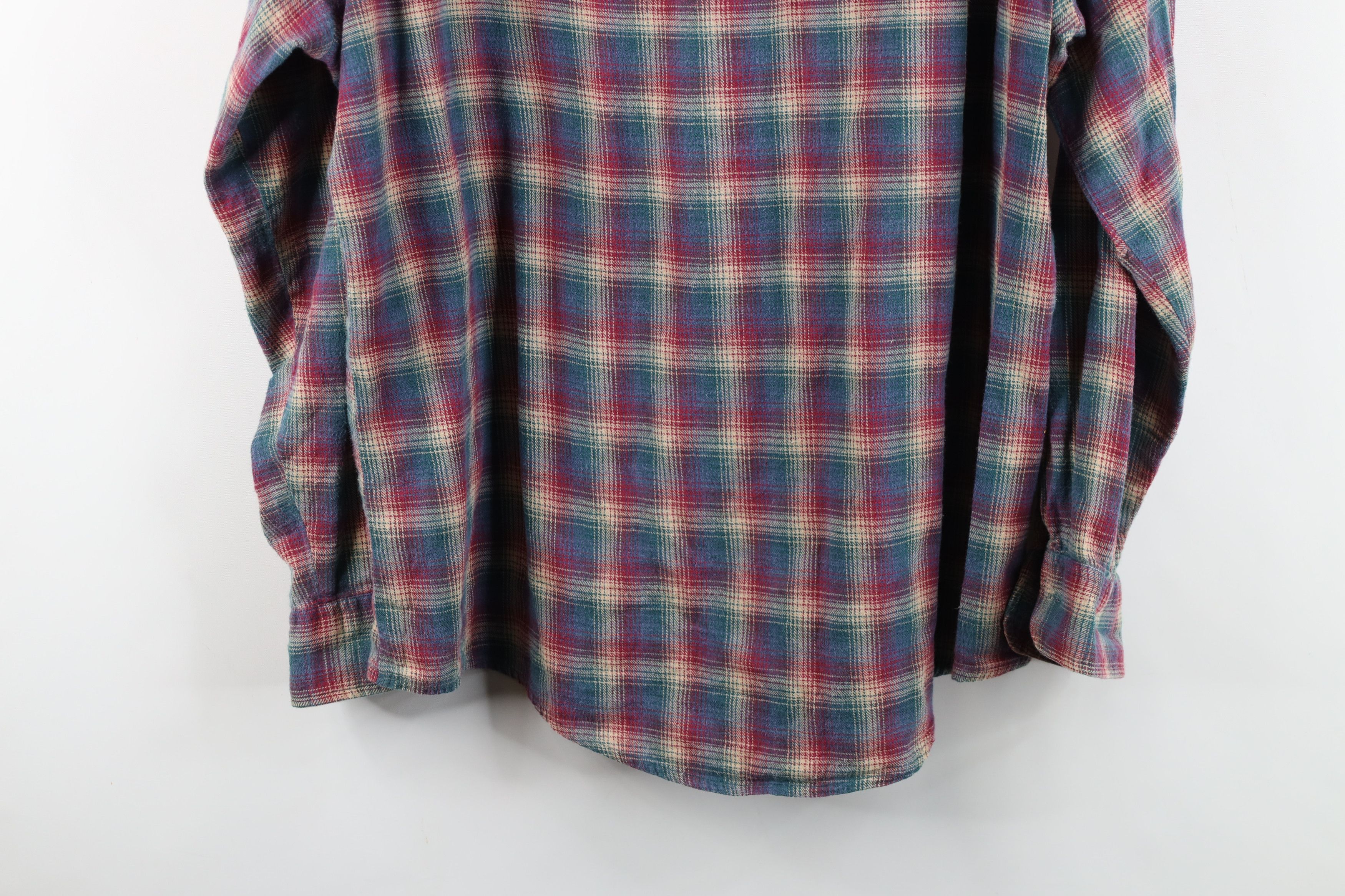 Vintage Vintage 90s Streetwear Flannel Band Collar Button Shirt Size US L / EU 52-54 / 3 - 14 Thumbnail