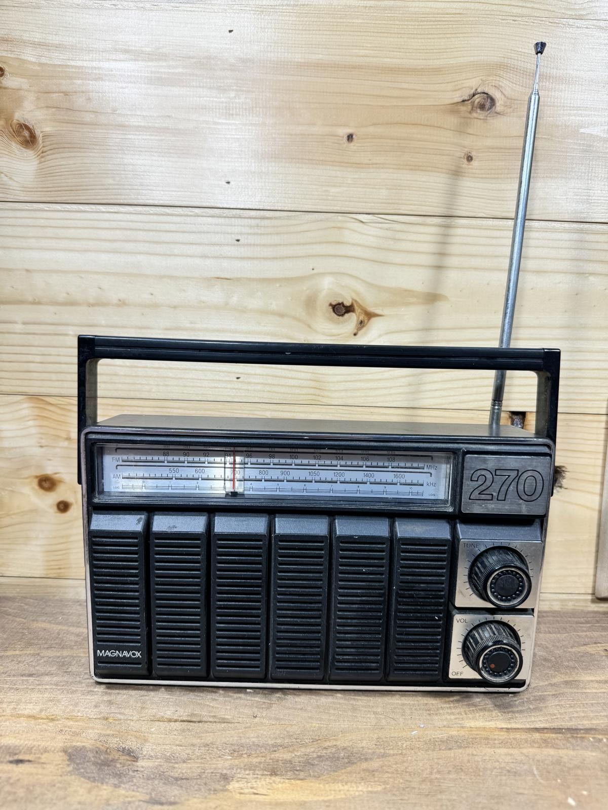 Designer Magnavox 270 Vintage AM/FM Radio Black Retro Works Battery Size ONE SIZE - 1 Thumbnail