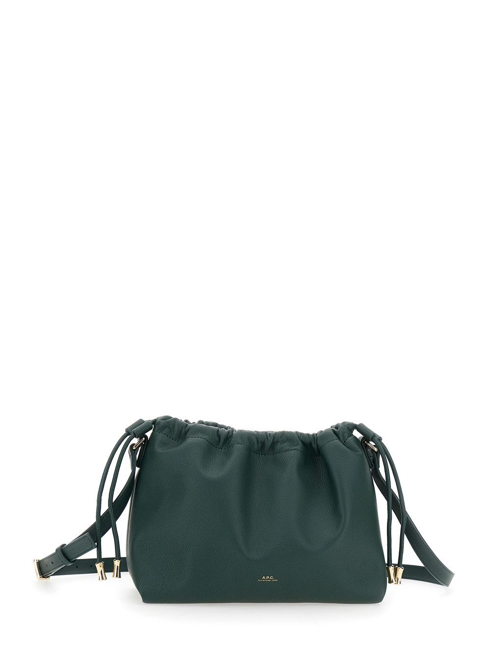 A.P.C. 'Ninon' Green Crossbody Bag with Drawstring Closure and Embossed Logo Lettering on the Front in Ecoleather Woman Size ONE SIZE - 1 Thumbnail