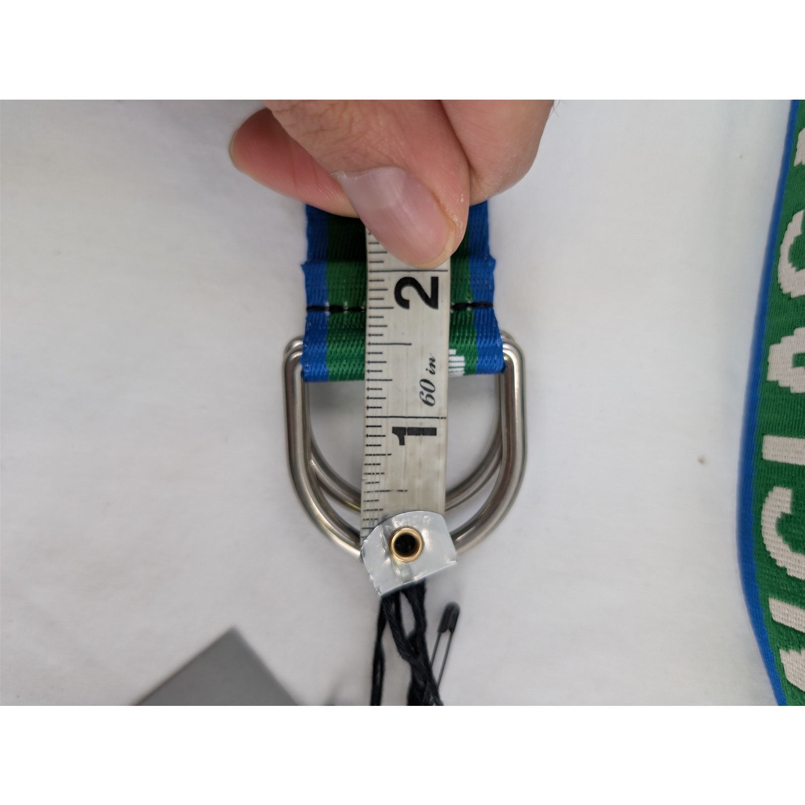 Balenciaga o1rshd1 Q:3 / Size: OS / D Ring Belt 35 in Green/Navy/Grey Size ONE SIZE - 8 Thumbnail