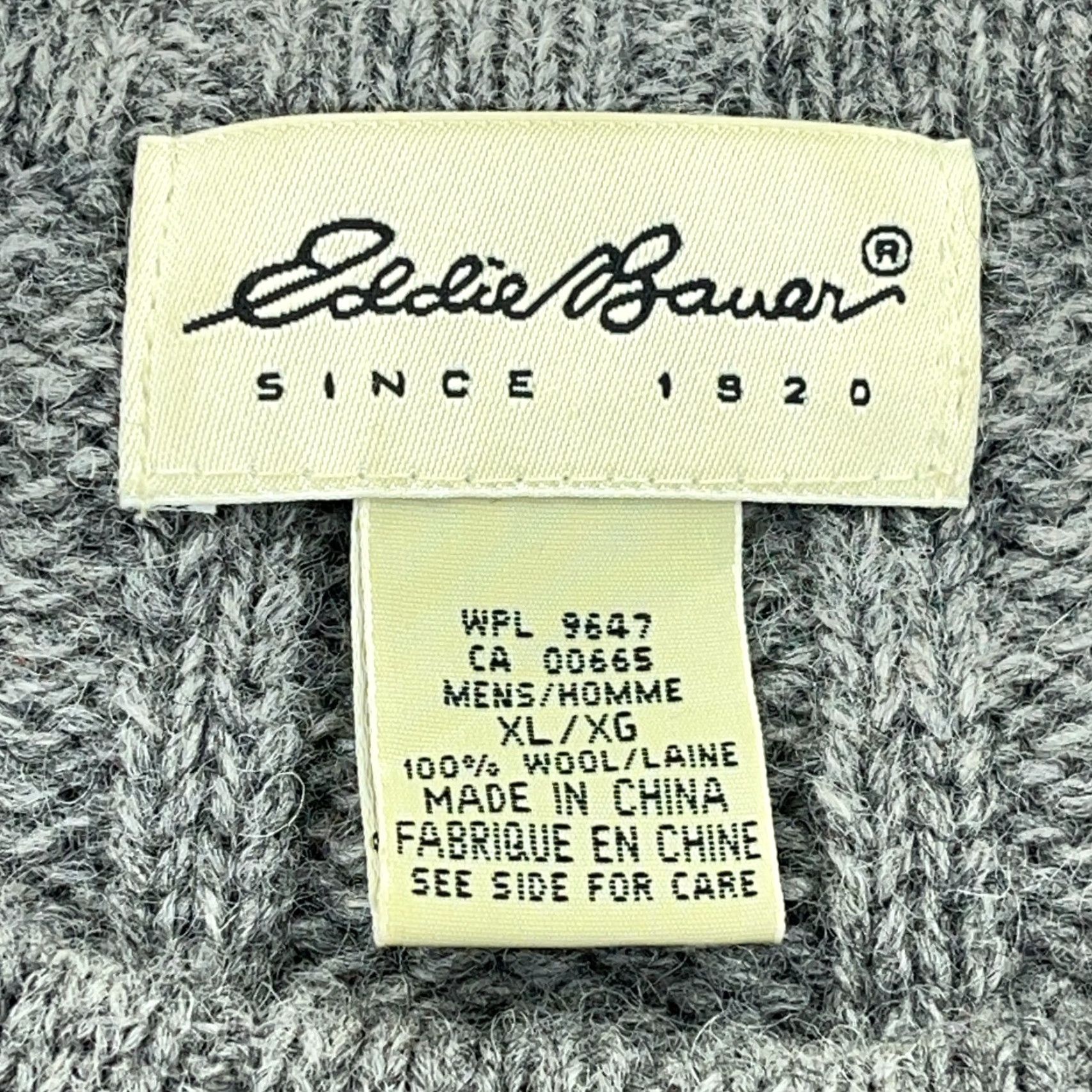 Eddie Bauer VINTAGE Eddie Bauer Sweater Men XL Gray Wool Heavy Knit Ribbed Nordic 90s Y2K Logo Pullover Mock Neck Long Sleeve Geometric Knit All Seasons Regular Size US XL / EU 56 / 4 - 3 Thumbnail