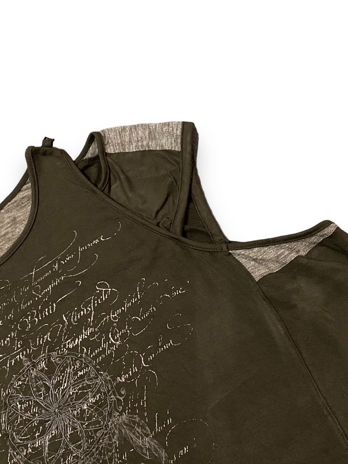 Japanese Brand Japan Ozz Croce Grunge Poem Olive Green Tank Tops Size L / US 10 / IT 46 - 7 Thumbnail