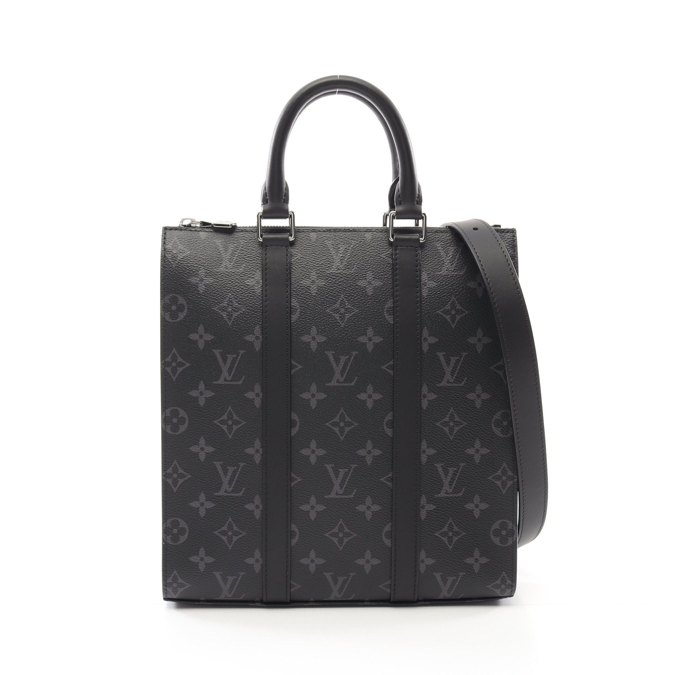 Louis Vuitton Louis Vuitton Sac Plat Cloth Monogram Eclipse Handbag Leather Black Size ONE SIZE - 1 Thumbnail