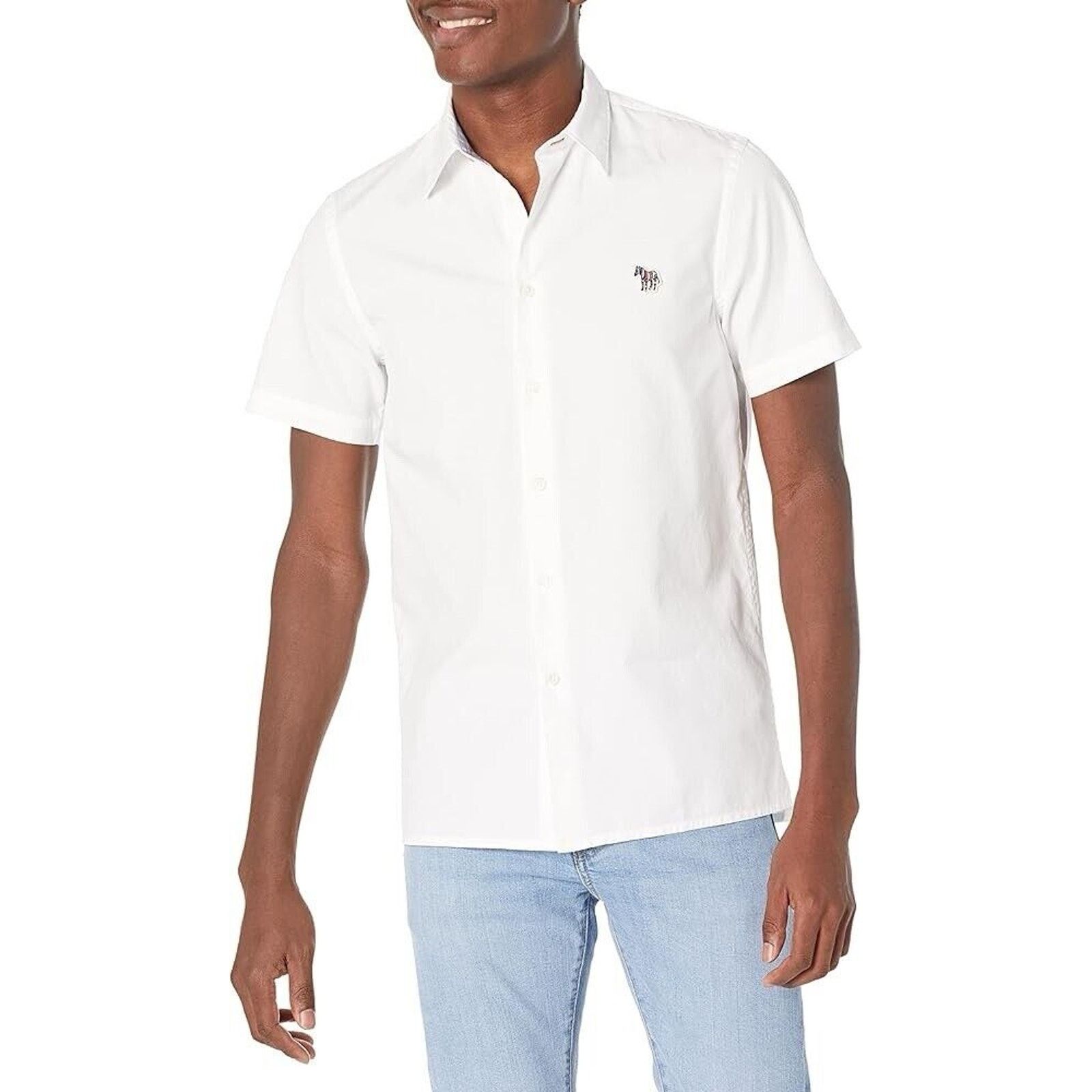 Paul Smith NWT $175 PAUL SMITH Mens White Zebra Short Sleeve Shirt. XL Size US XL / EU 56 / 4 - 1 Thumbnail