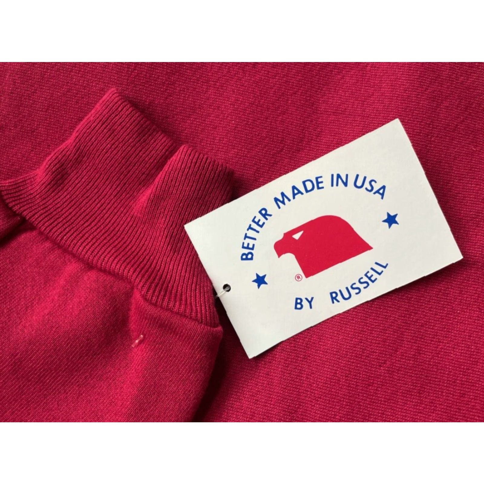 Russell Athletic VINTAGE Russell Athletic Hoodie Mens M Red Sweatshirt 90s NWT Deadstock Cardinal Red Sweatshirt Crew Mens Size US M / EU 48-50 / 2 - 2 Thumbnail