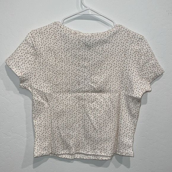 Other Womens White Floral Print Ribbed Crop Top With Button Detail Size L / US 10 / IT 46 - 6 Thumbnail