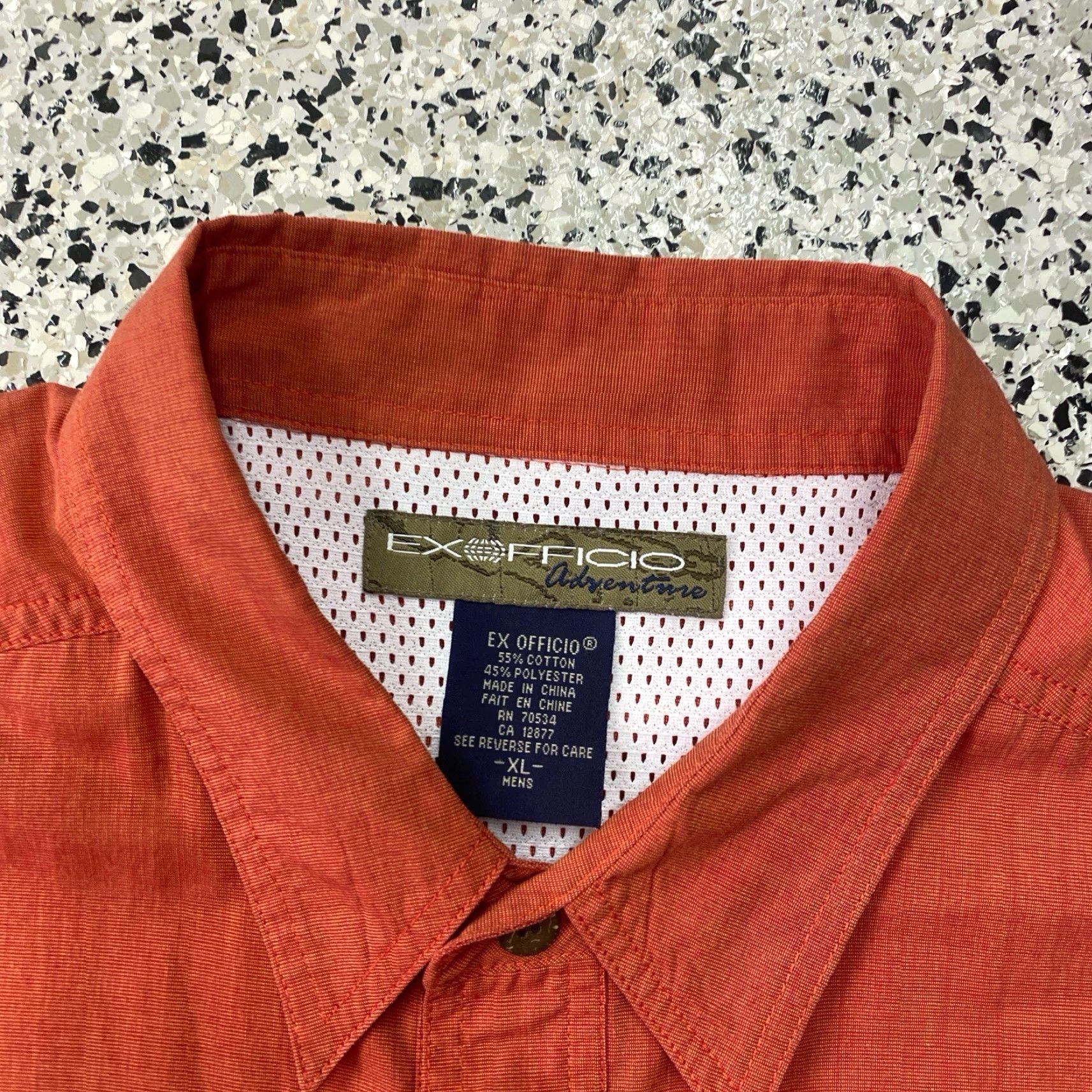 ExOfficio Exofficio Button-Down Shirt Mens XL Orange Short Sleeve Button-Up Casual Travel Size US XL / EU 56 / 4 - 2 Thumbnail