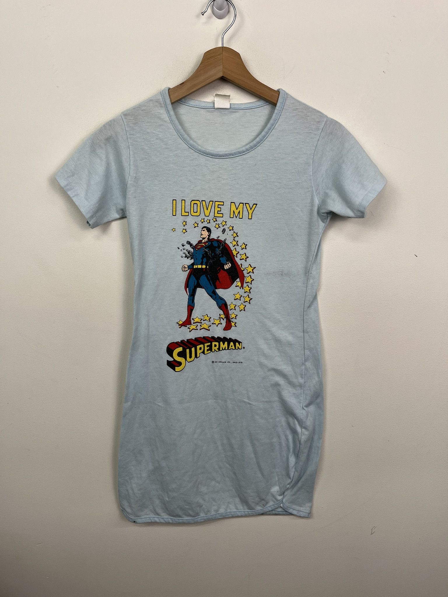Vintage Tee Shirt 1970 Superman I Love My Superman Sleeper Baby Dress Tee Shirt Size M