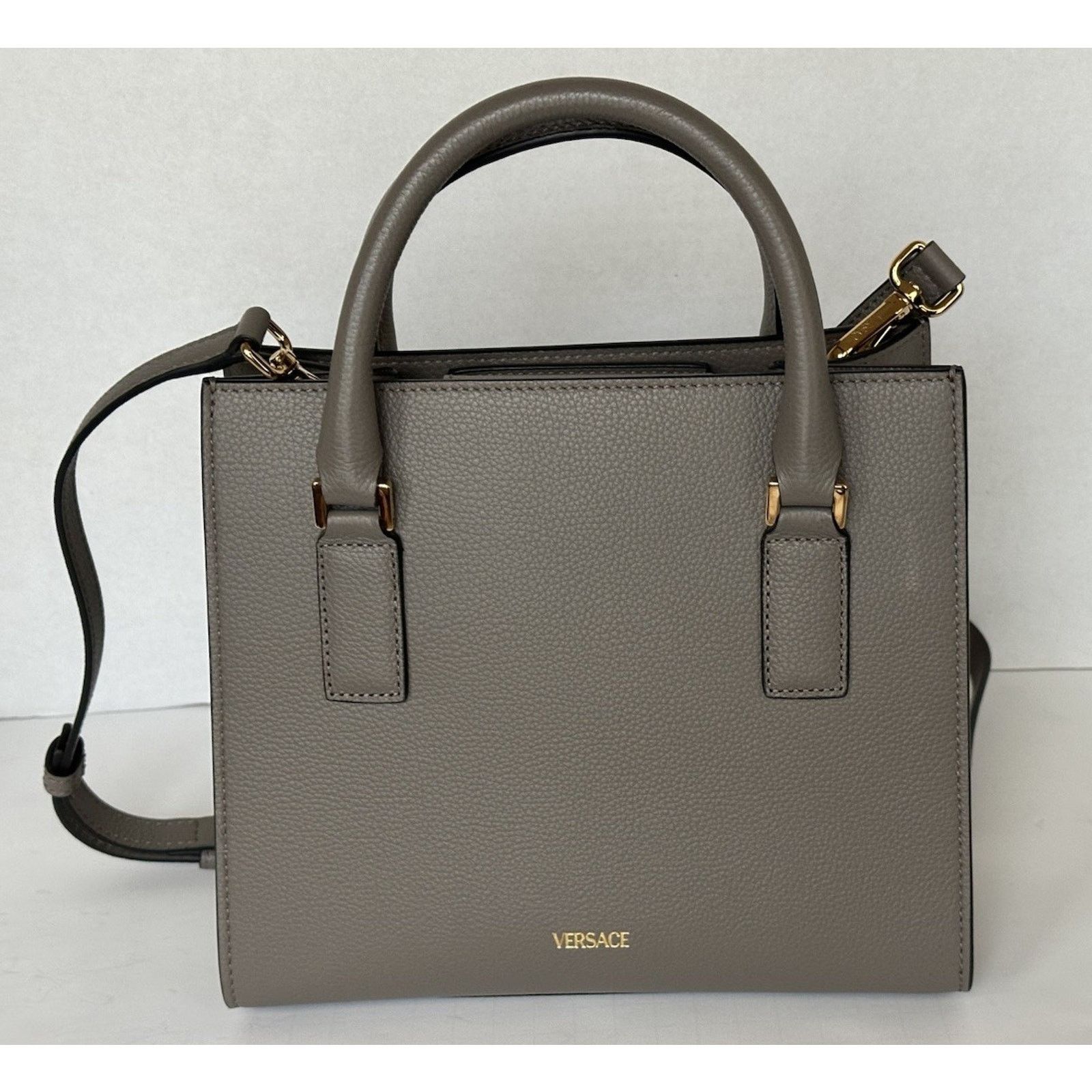 Versace Versace Virtus Grainy Calf Small Grey Top Handle Bag 1005960 Size ONE SIZE - 6 Thumbnail