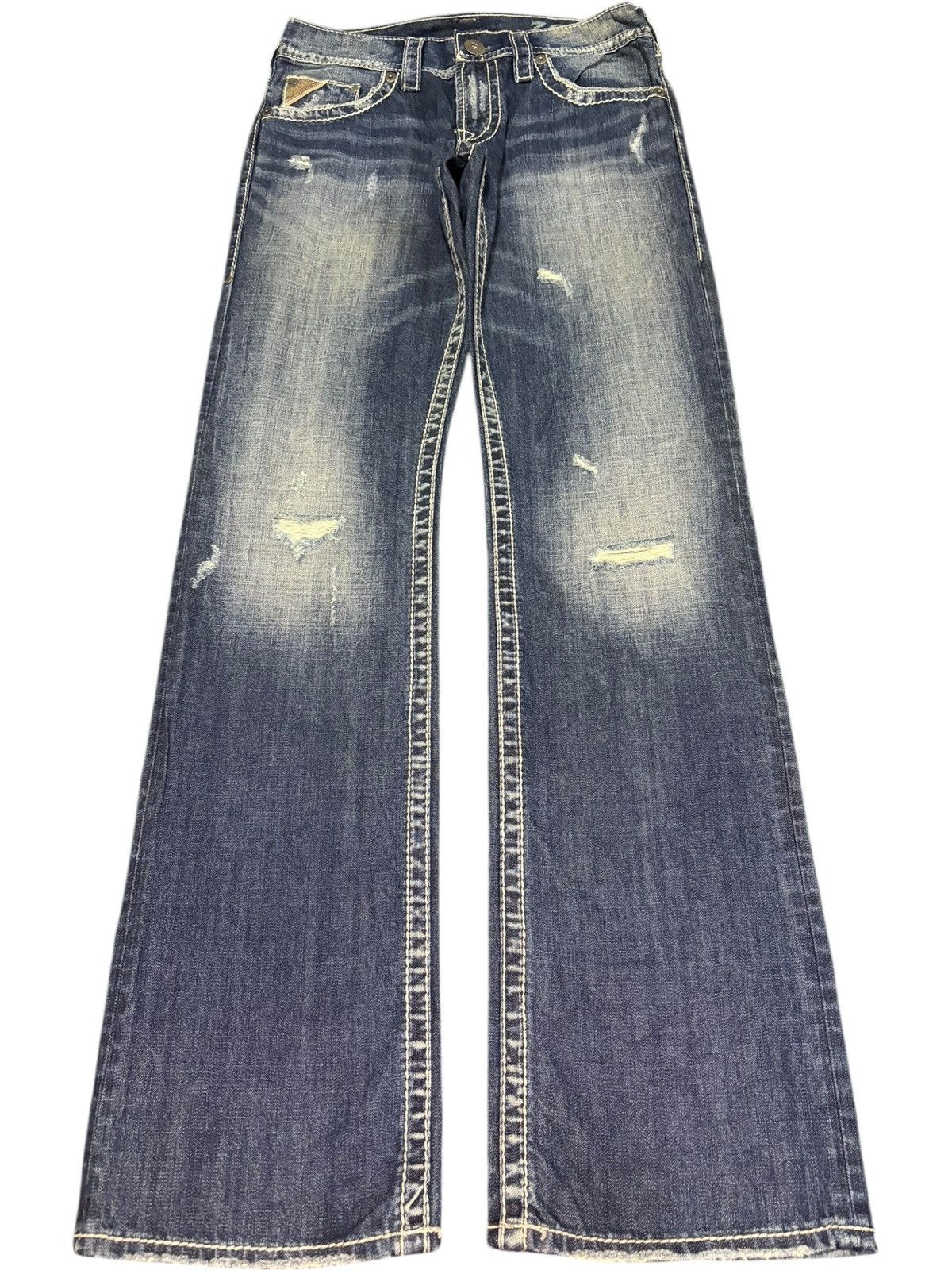 Replay Vintage Japanese Brand Faded Wash Distress Flare Jeans Size US 30 / EU 46 - 1 Thumbnail