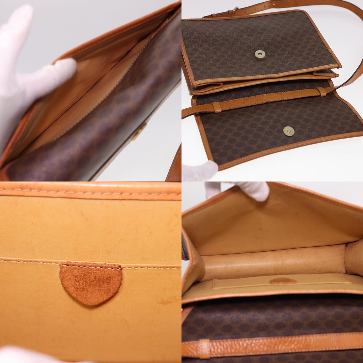 Celine CELINE Macadam Canvas Shoulder Bag Pvc Leather Brown Size ONE SIZE - 11 Thumbnail