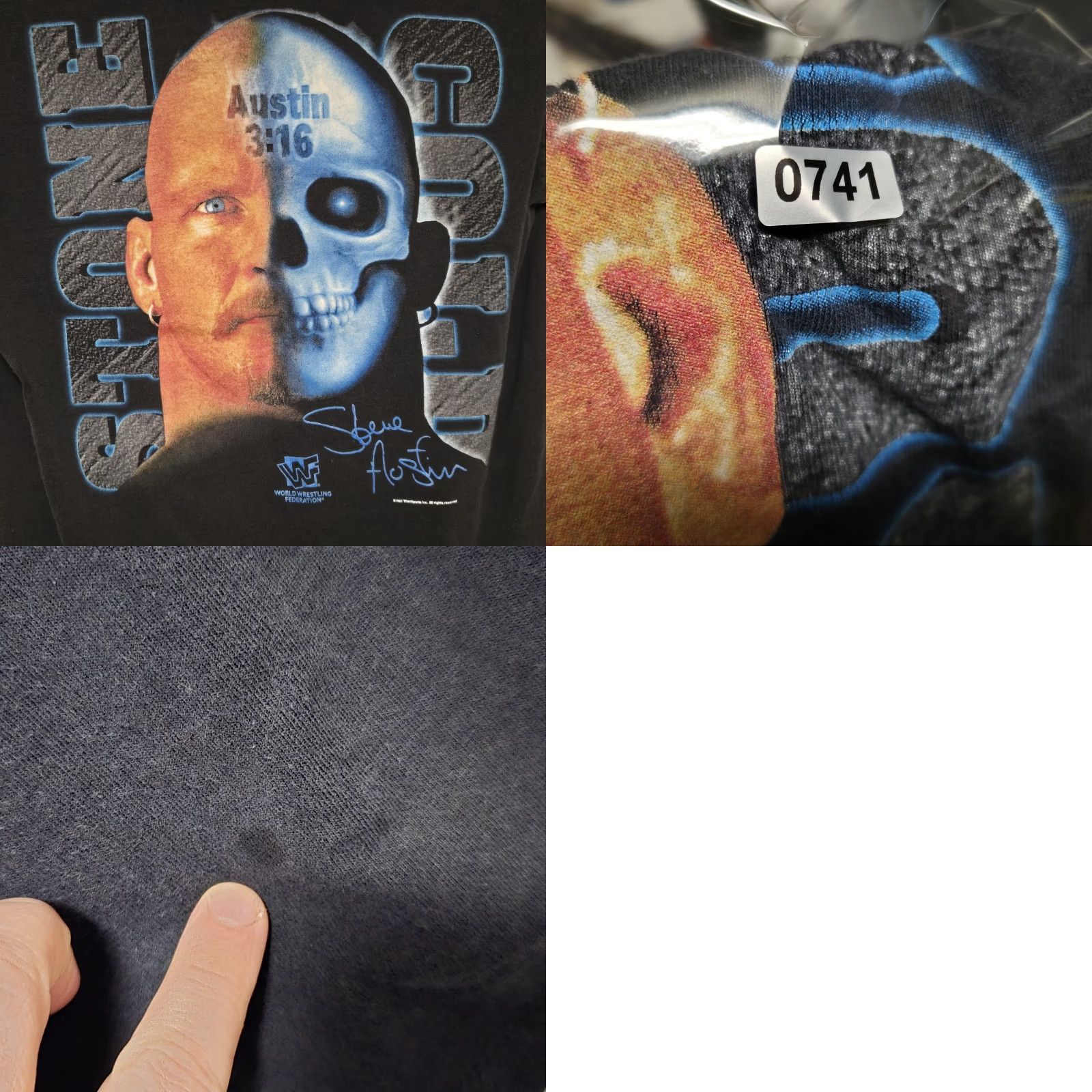 Vintage VINTAGE WWF WRESTLING T SHIRT 1997 STONE COLD 3:16 STEVE AUSTIN SPLIT SKULL LARGE MEN Black Cotton Graphic Tee Double Sided Size US L / EU 52-54 / 3 - 9 Thumbnail