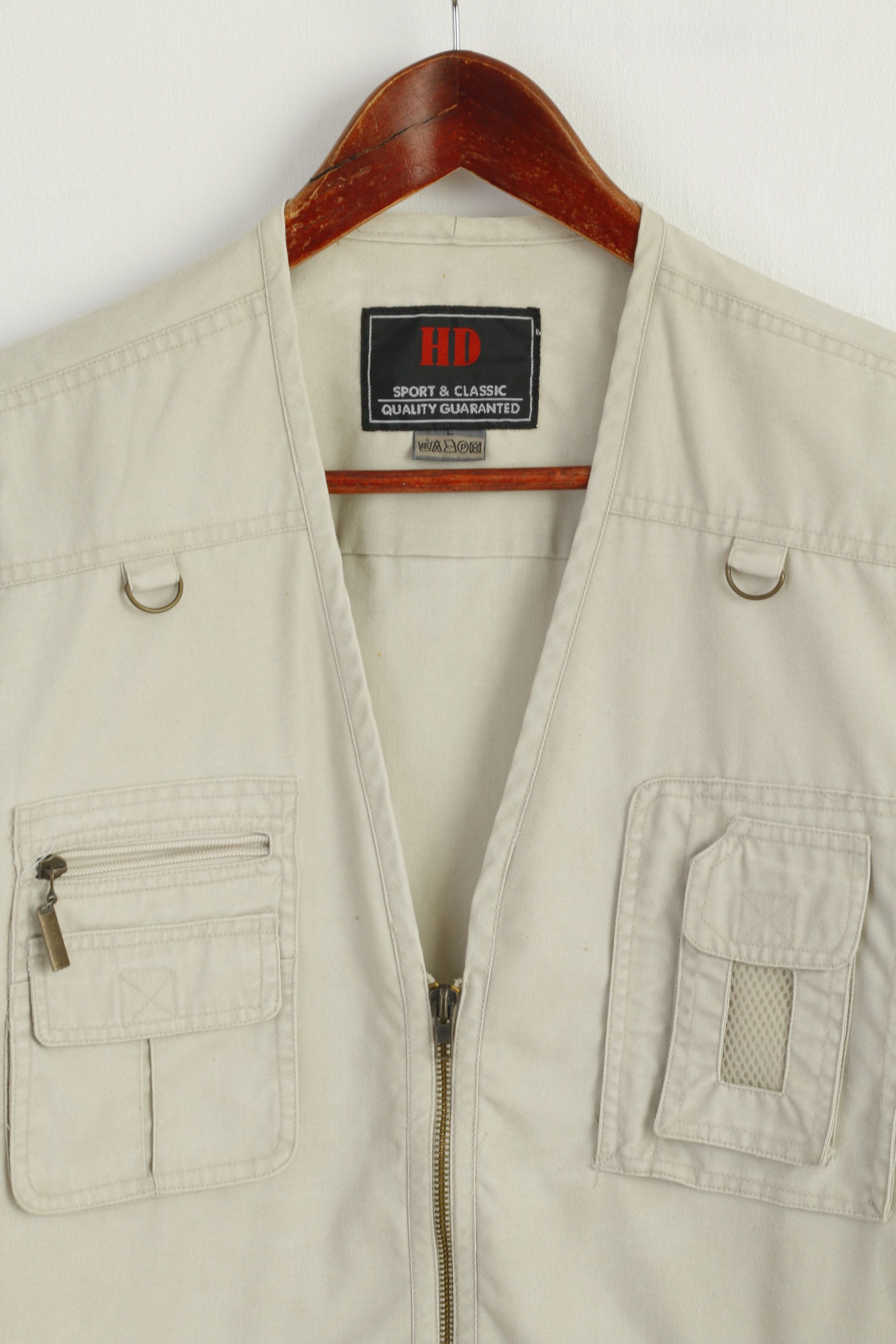 Vintage HD Sport & Classic Men L Waistcoat Beige 100% Cotton 7593 Size US L / EU 52-54 / 3 - 3 Thumbnail