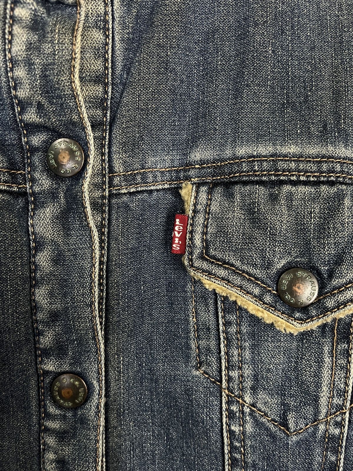 Levi's × Levi's Vintage Clothing Levis Denim Jacket Mandarin Collar Sherpa Lined Size M / US 6-8 / IT 42-44 - 6 Thumbnail
