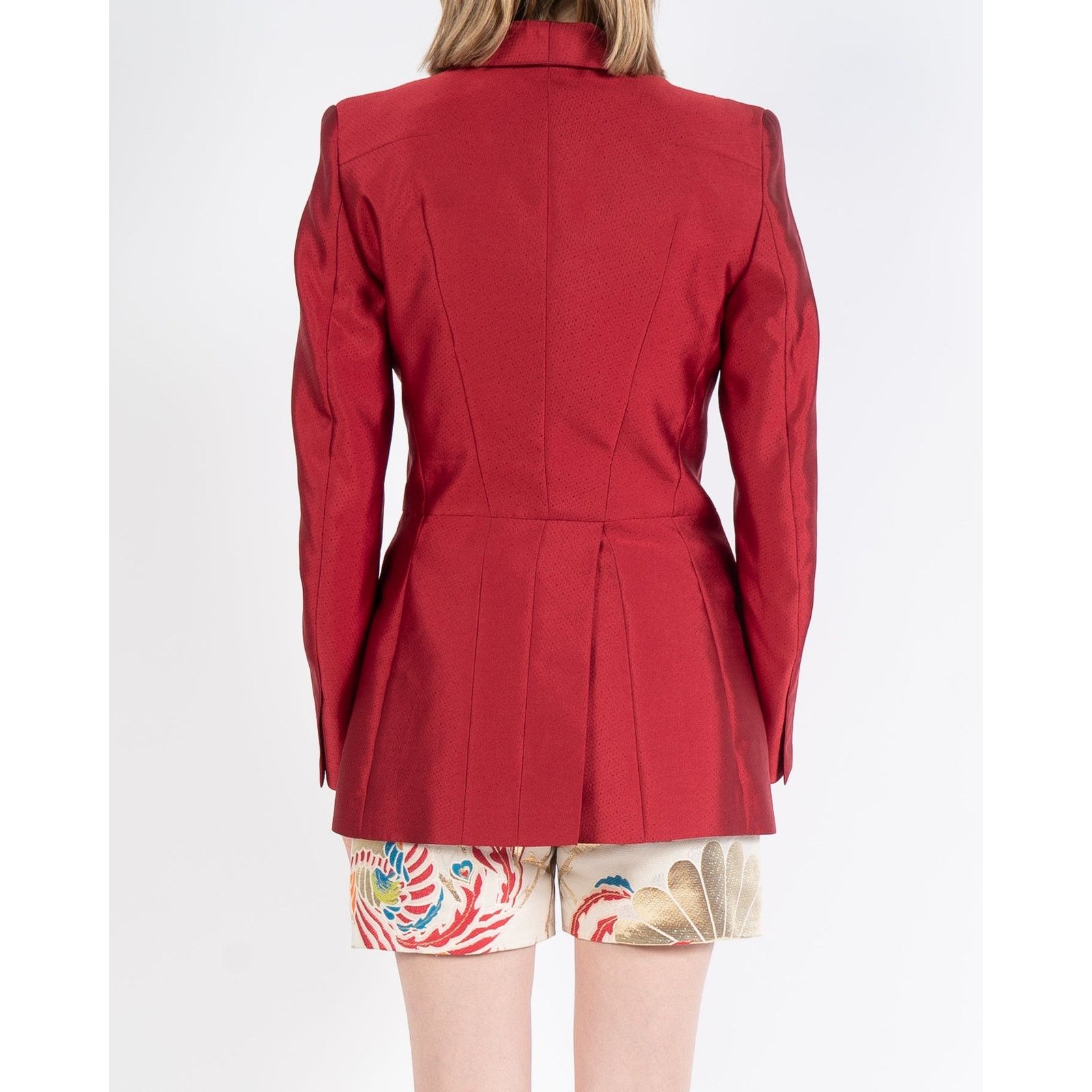 Haider Ackermann SS18 Hourglass Blazer in Red Silk Size S / US 4 / IT 40 - 7 Thumbnail