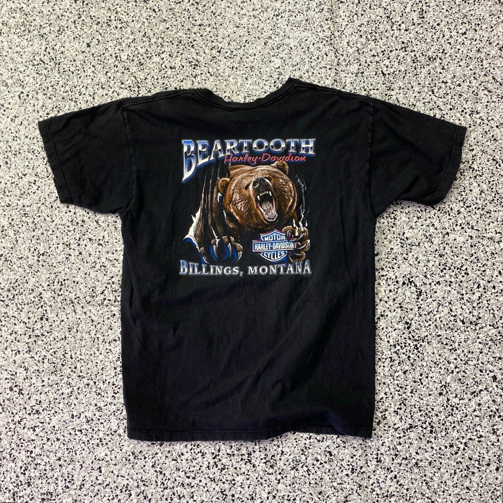 Harley Davidson VINTAGE Harley-Davidson T Shirt Adult XL Black Billings Montana Bear Motorcycle Graphic Print Double-Sided Cotton Knit Crew Neck Short Sleeve Men Size US XL / EU 56 / 4 - 4 Thumbnail