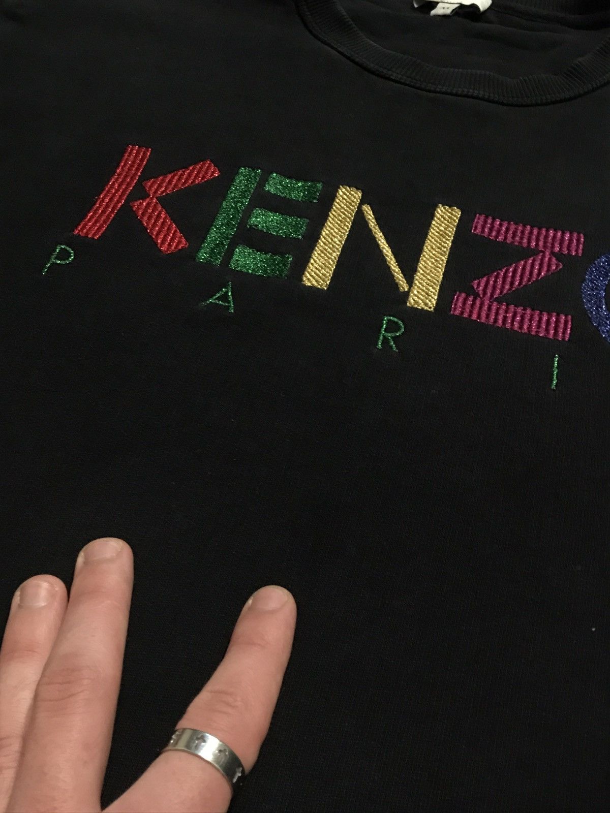 Kenzo Vintage Kenzo Sweatshirt Embroiled Logo Faded Black M Size US M / EU 48-50 / 2 - 7 Thumbnail
