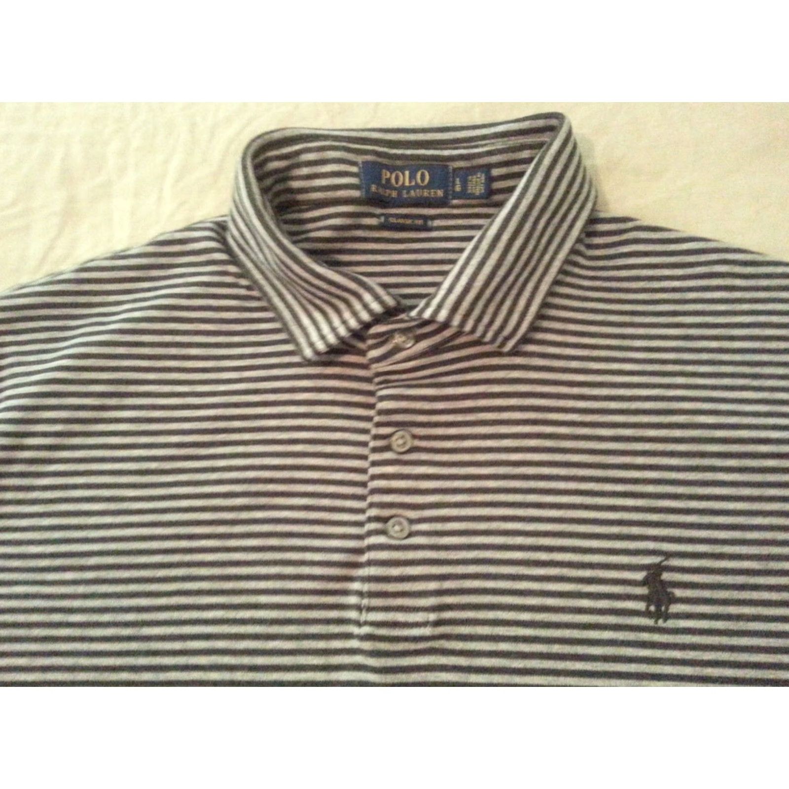 Polo Ralph Lauren Polo Ralph Lauren Shirt Polo Shirt Mens L Gray Black Stripes Cotton RL Polo Golf Shirt Mens L Blue Size US L / EU 52-54 / 3 - 3 Thumbnail