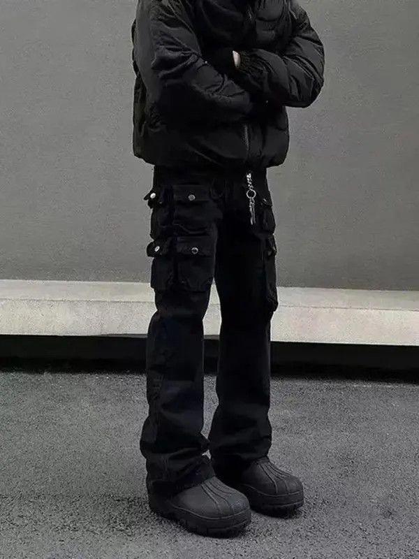 Vintage VIBE Stylish Black Cargo Pants with Multiple Pockets Size US 32 / EU 48 - 3 Thumbnail