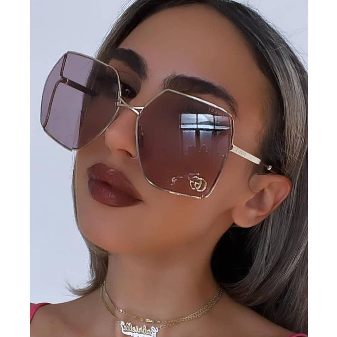 image of New Gucci Gg0817S Marmont Logo Oversized Gold Sunglasses, Women's