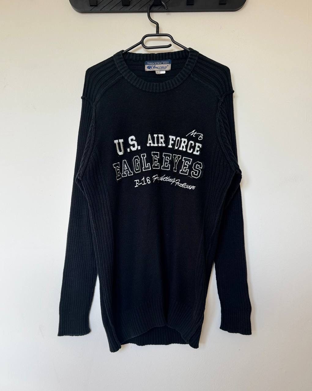 Vintage 1980s U.S Air Force F-16 Fighting Falcon Military Sweatshirt Size US L / EU 52-54 / 3 - 1 Thumbnail