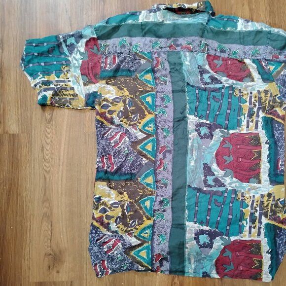 Other Vintage Expressions Abstract Geometric Silk Button Shirt Size US M / EU 48-50 / 2 - 6 Thumbnail