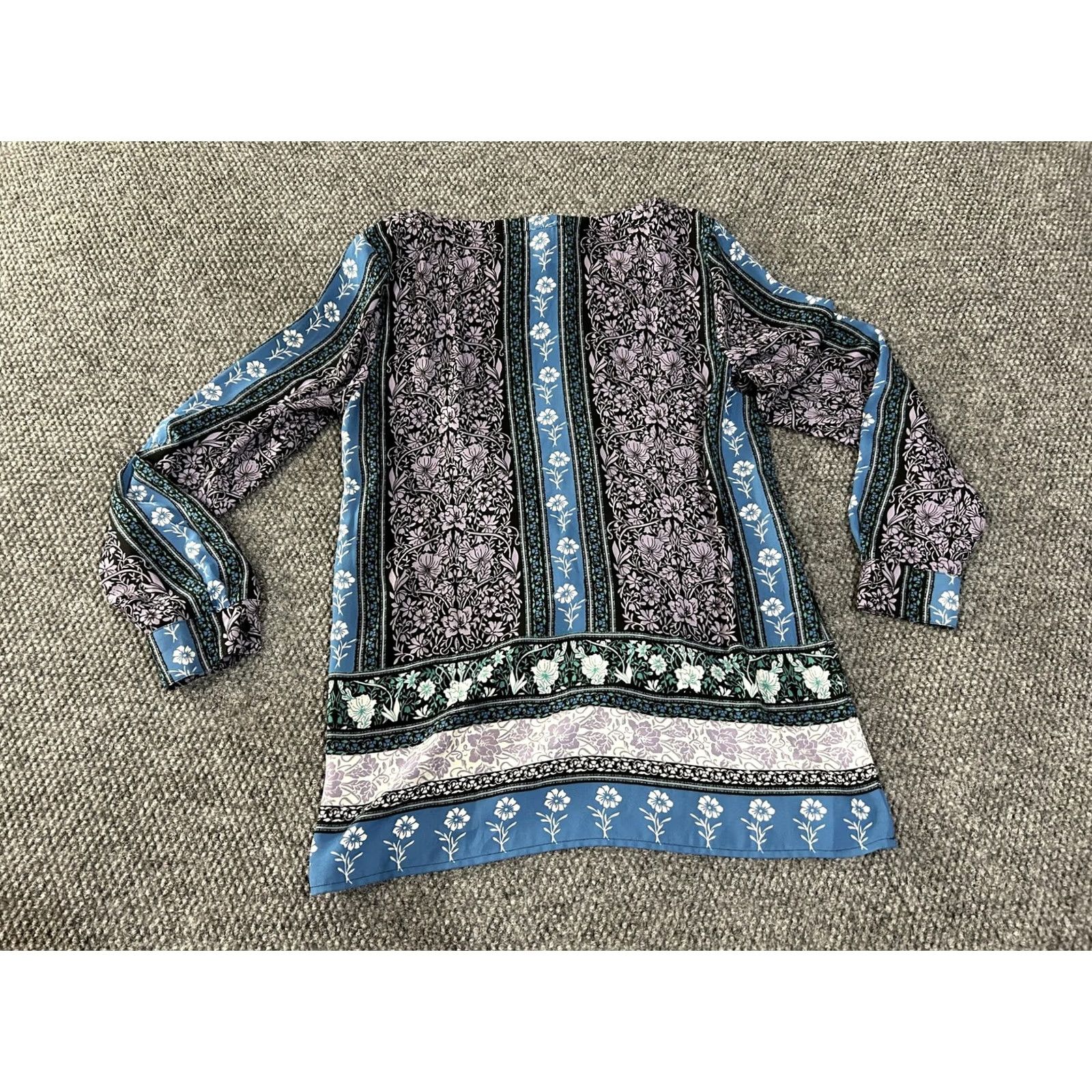 Loft LOFT Outlet Blouse Womens Small Blue Floral Boho Tunic Long Sleeve Top Size S / US 4 / IT 40 - 7 Thumbnail