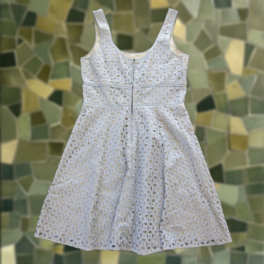 Loft Ann Taylor Loft Cotton Light Blue Floral Embroidered Sleeveless Tank Dress 4 Size S / US 4 / IT 40 - 1 Thumbnail