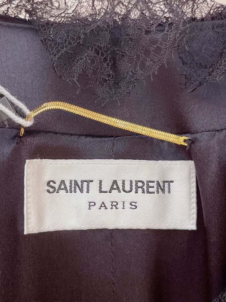 Saint Laurent Paris Saint Laurent Paris Black Velvet Lace Dress Size XXS / US 00 / IT 34 - 3 Thumbnail