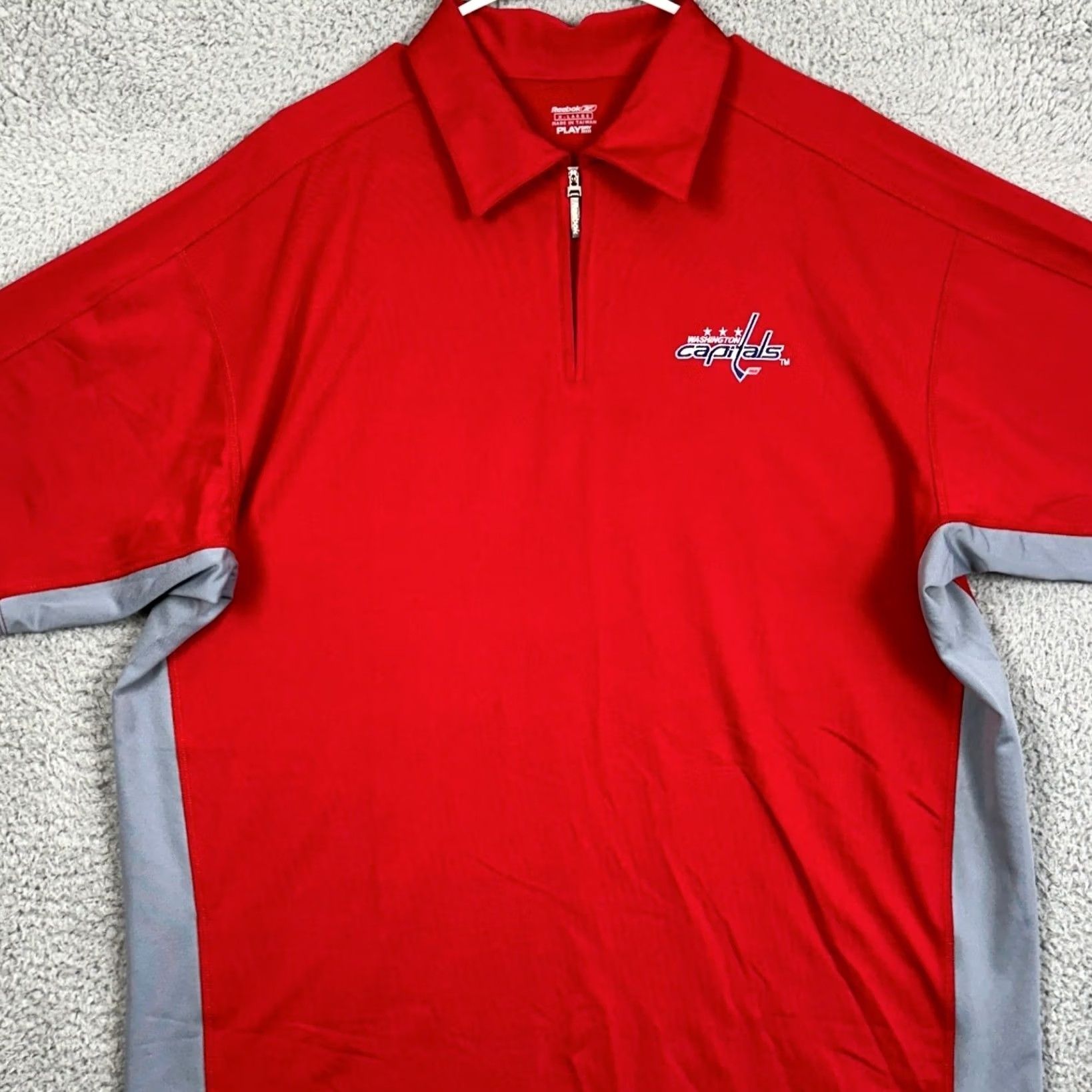 Reebok Reebok Play Dry Zip Polo Shirt Mens XL Red Rugby Quarter Zip Shirt Size US XL / EU 56 / 4 - 2 Thumbnail
