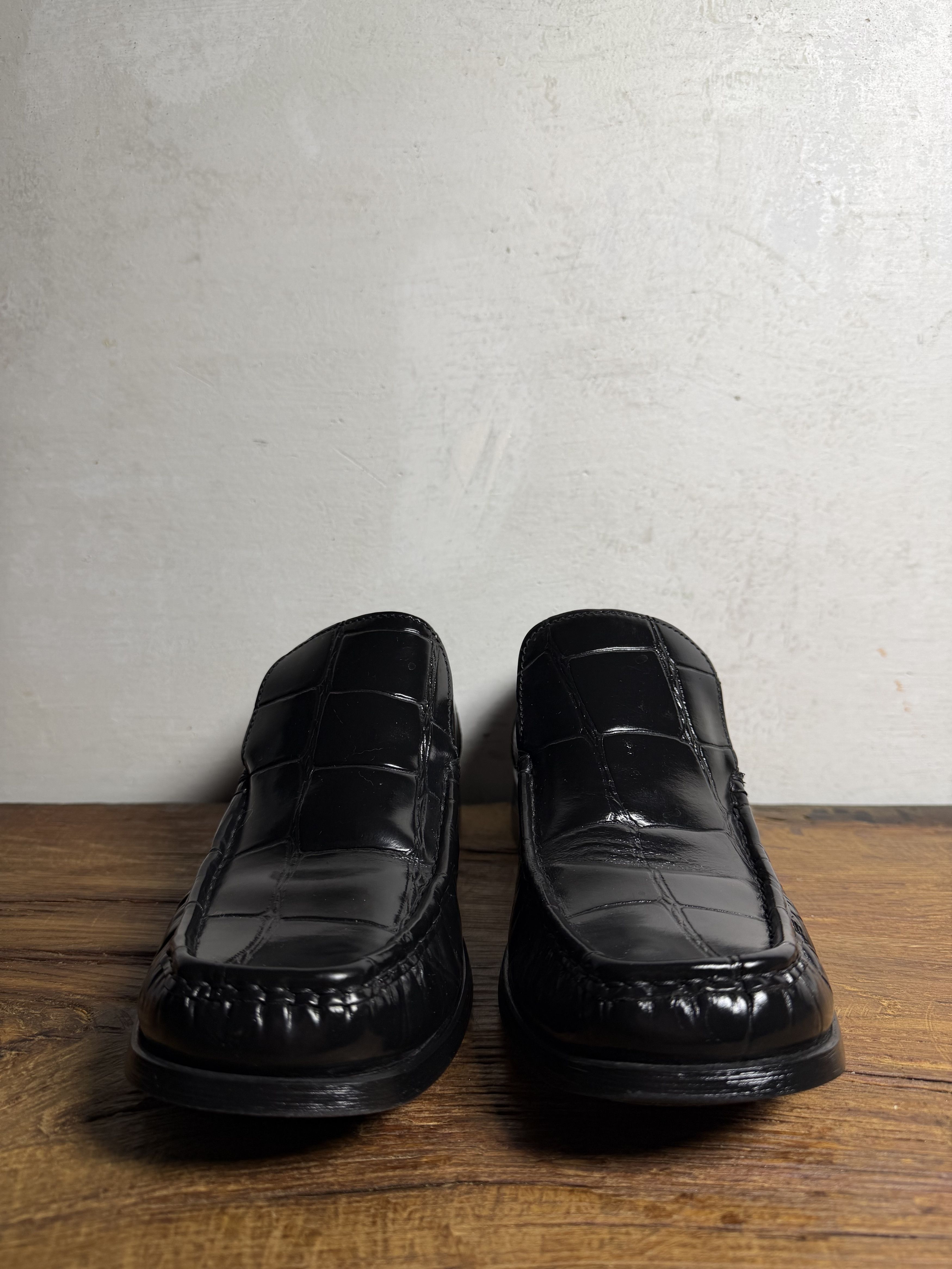 Handmade Burton Textured Leather Loafers with Square Toes Size US 10 / EU 43 - 6 Thumbnail