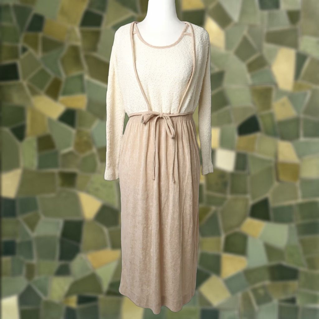 Vintage VINTAGE Jerell cream and tan textured knit midi dress bolero set Shirt? No Size S / US 4 / IT 40 - 1 Thumbnail