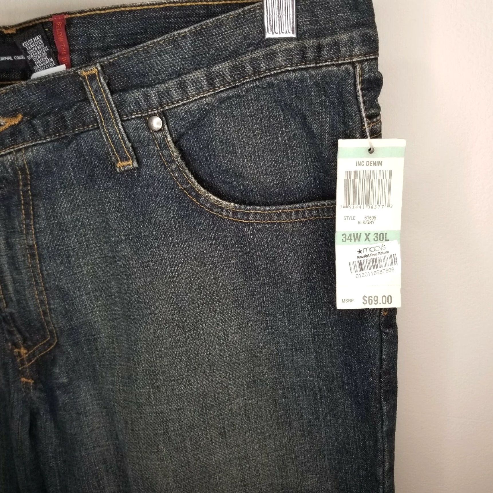 Vintage Mens INC International Concepts Blue Straight Jeans Size 34x30 Regular Size US 34 / EU 50 - 2 Thumbnail