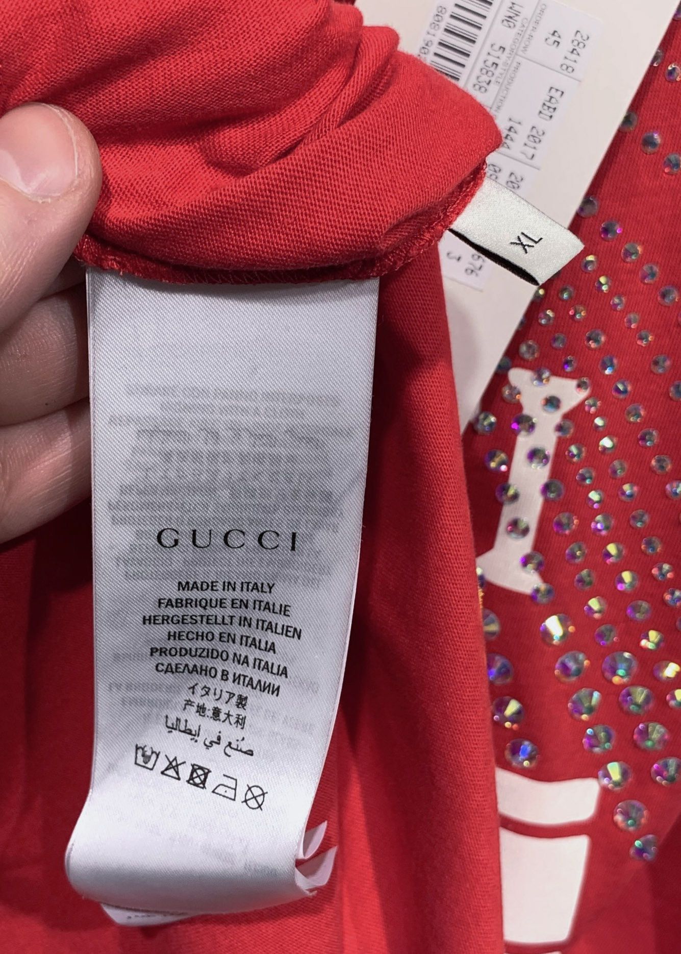 Gucci Gucci 2019 Red Logo Graphic Print Swarovski T-shirt Size L / US 10 / IT 46 - 6 Thumbnail