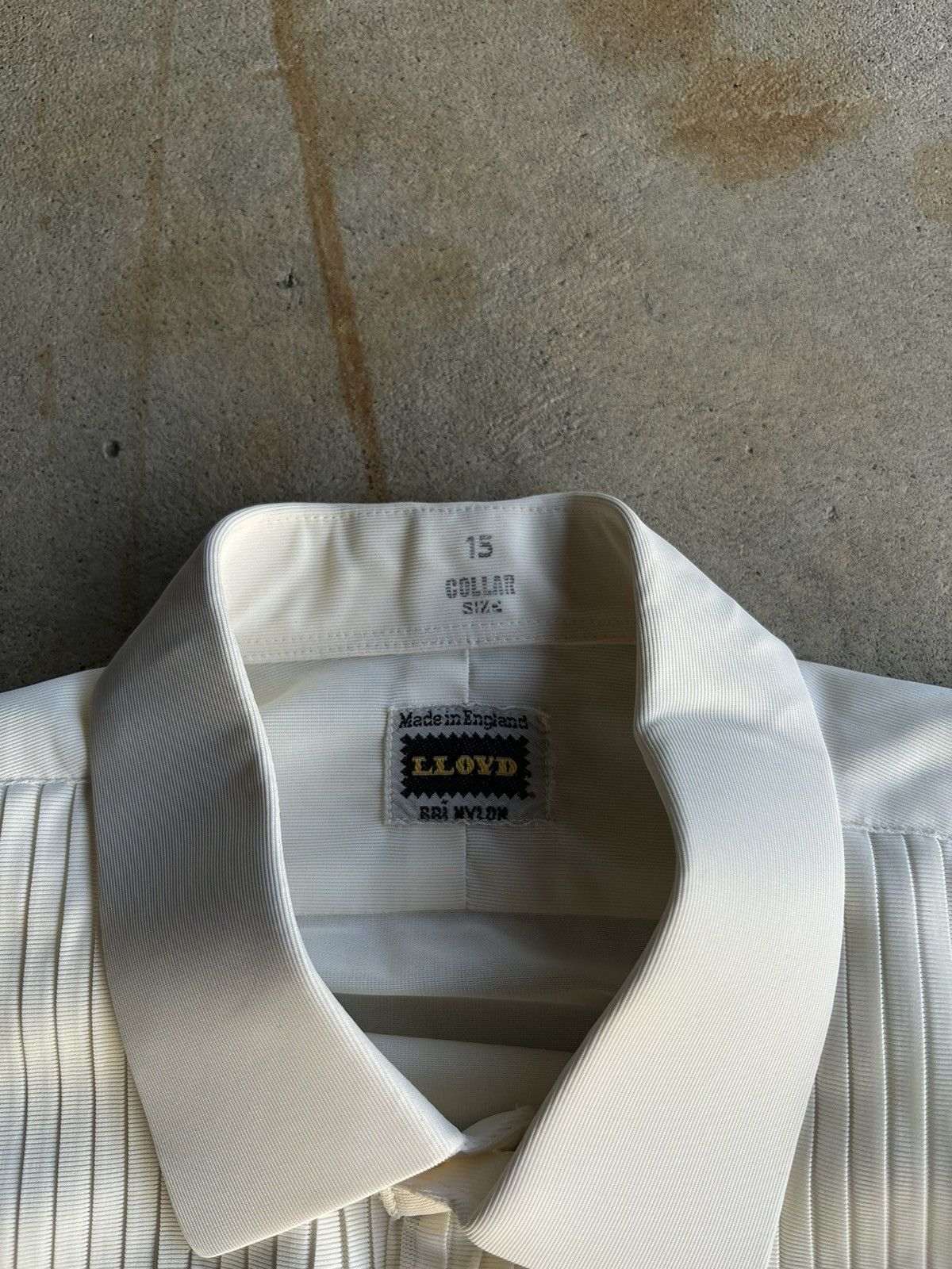 Vintage Crazy 70s Lloyd Made In England Cream White Poly Button Up Size US L / EU 52-54 / 3 - 5 Thumbnail