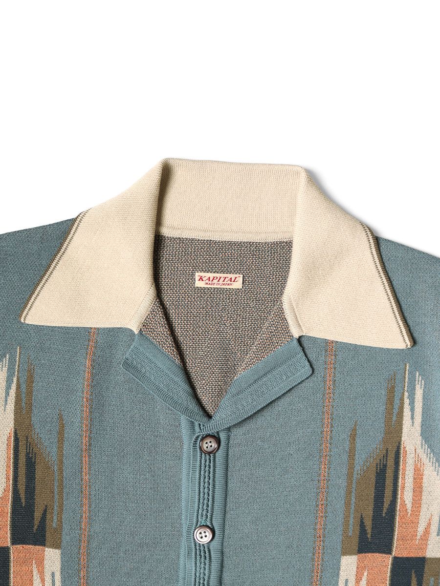 Kapital KAPITAL 12G Cotton Knit Chimayo Aloha Polo Shirt Size US L / EU 52-54 / 3 - 3 Thumbnail