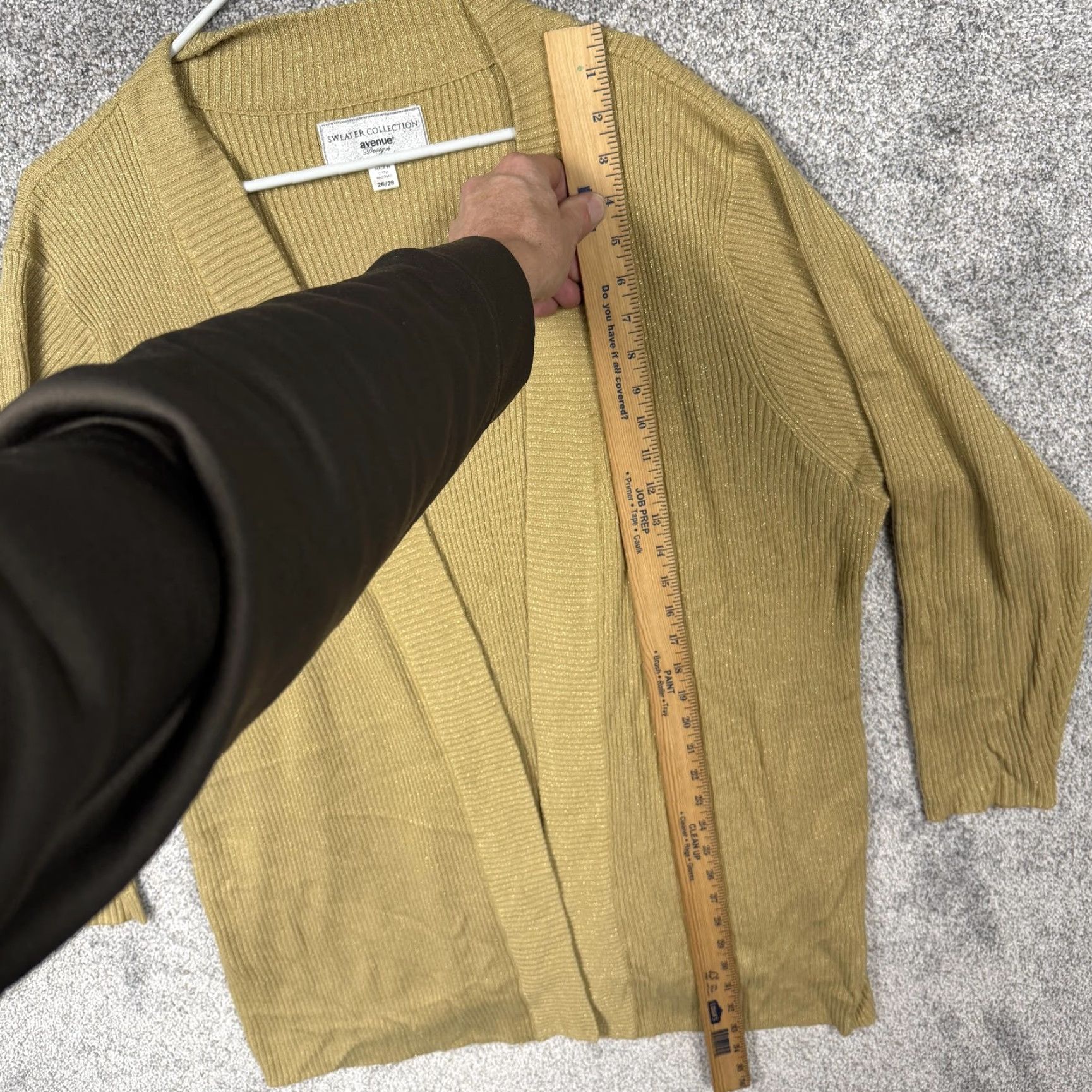 Avenue Avenue Cardigan Womens 26/28 Plus Gold Metallic Knit Open Front Boho Layering Size 4XL / US 24-26 - 2 Thumbnail