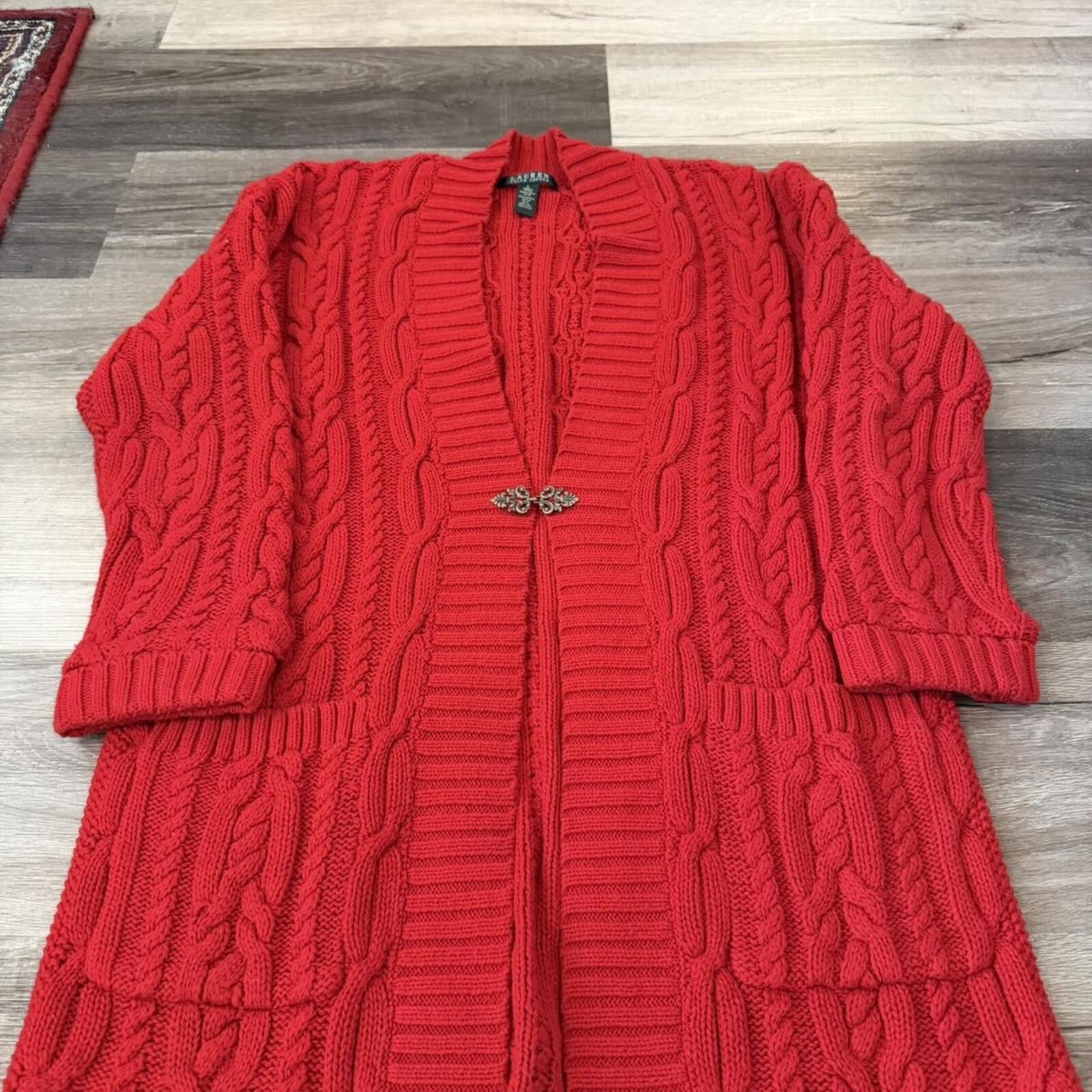 Lauren Ralph Lauren Vintage Lauren Ralph Lauren cable knit long cardigan sweater Size L / US 10 / IT 46 - 3 Thumbnail