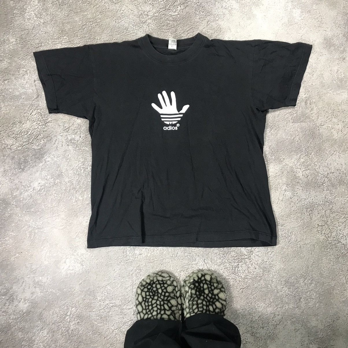 VINTAGE Y2K ADULT ADIOS ADIDAS LOGO FUNNY TEE