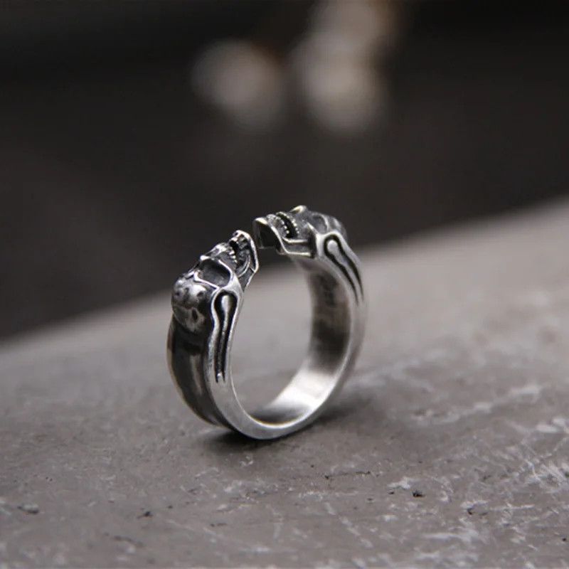 Jewelry Gothic Retro Double Skull Ring Hell Ghost Head Size ONE SIZE - 3 Thumbnail