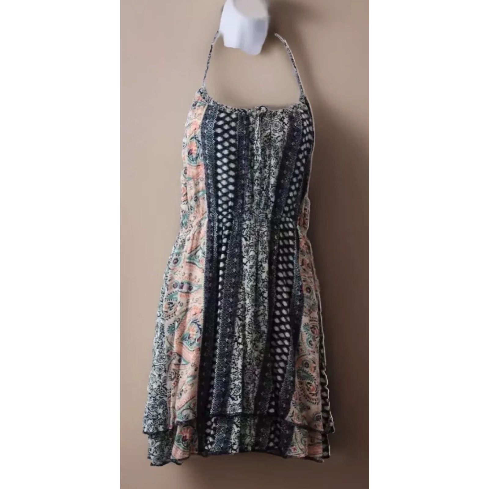 O'Neill VINTAGE? (No) - O'Neill Pink Navy Paisley Crochet Strap Tank Dress Womens M Size M / US 6-8 / IT 42-44 - 2 Thumbnail