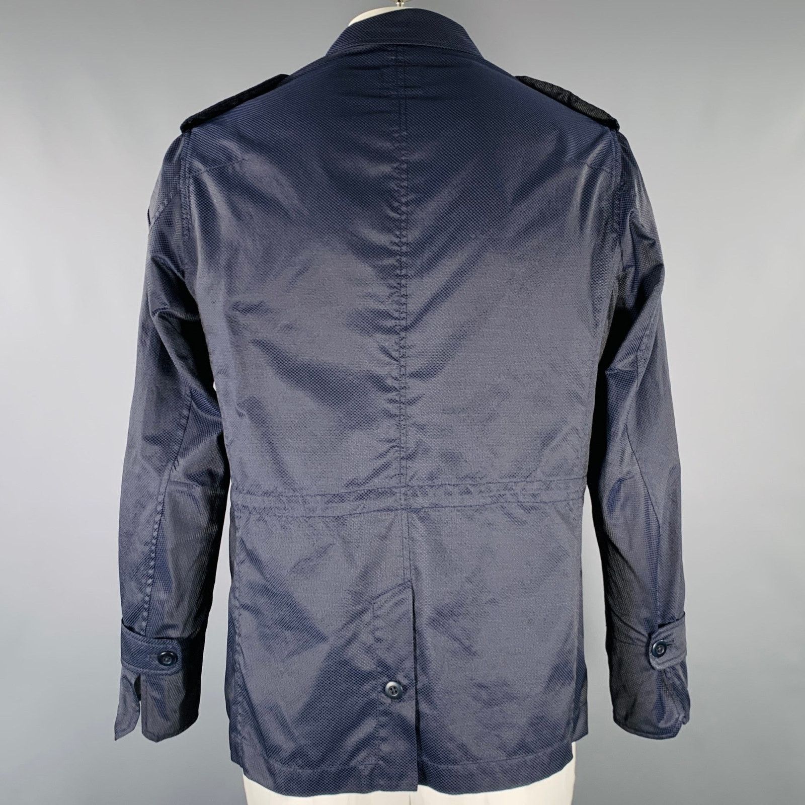 Ts(S) TS (S) Size L Navy Textured Cotton Drawstring Hacking Jacket Size US L / EU 52-54 / 3 - 3 Thumbnail