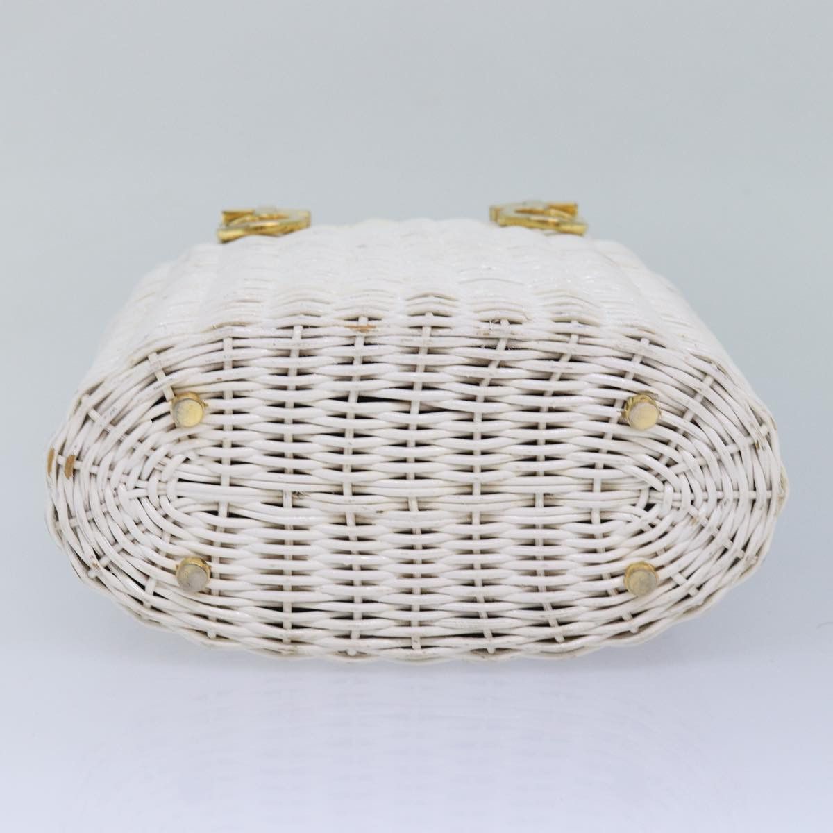Salvatore Ferragamo Salvatore Ferragamo Gancini Basket Bag Hand Bag Straw White Size ONE SIZE - 5 Thumbnail