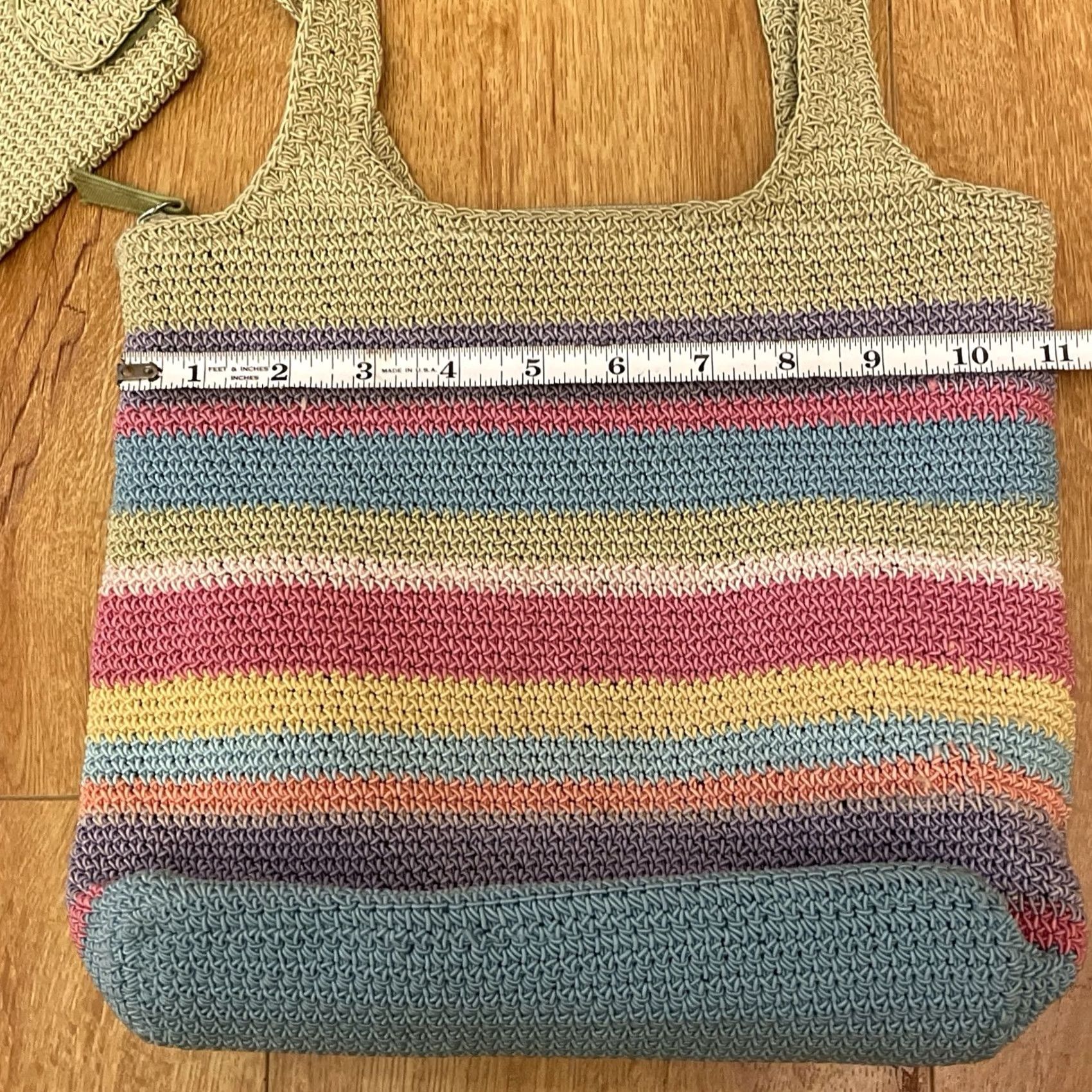 Vintage VINTAGE Frankie & Johnnie Striped Zippered Crocheted Knitted Shoulder Bag Purse Size ONE SIZE - 5 Thumbnail